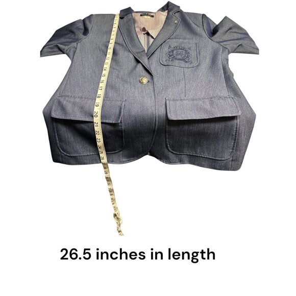 Tommy Hilfiger Womens Dark Gray Blazer With Embroidered Chest Pocket & Button Cu - Picture 14 of 15